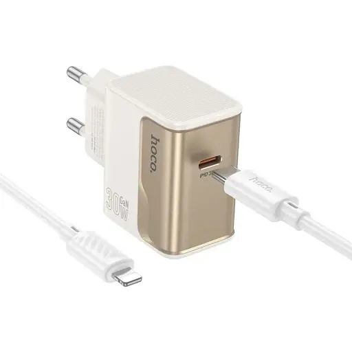 Зарядний пристрій Hoco CS72A Type-C PD 30W білий + кабель Type-C to Lightning - фото 1