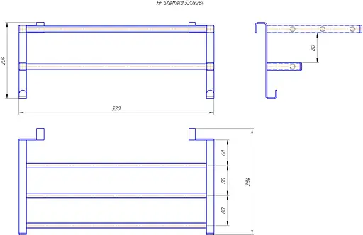 Навісна полиця для рушників HF Sheffield 520x284 3.0.1102.13.BM, Чорний матовий - фото 5