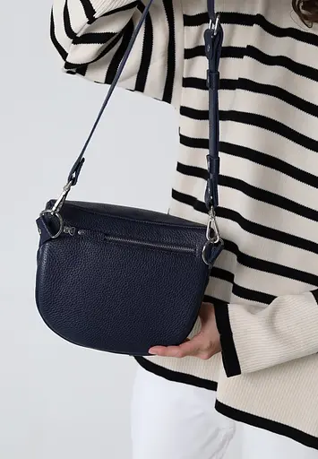 Шкіряна сумка поясна-кроссбоді Vacation темно-синя флотар - фото 7