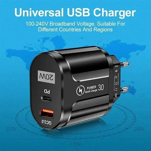 Зарядний пристрій Mirrow USB Type-C Super Charge/Quick Charge 3.0 PD 20W Black (366589741) - фото 7
