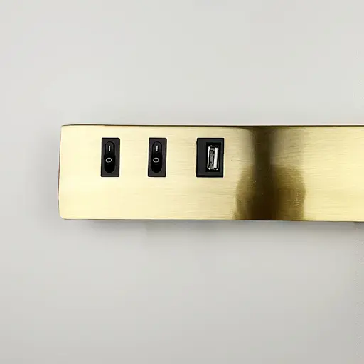 Латунне бра Line F з поворотним спотом справа + розʼєм USB Арт. WJ 028/2 L AB (лівий) - фото 3