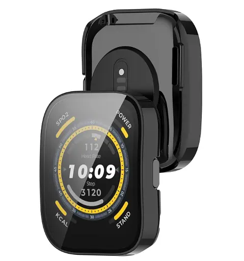 Чехол-накладка DK для Xiaomi Amazfit Bip 5 Пластик Gloss Стекло Full Cover Black - фото 2