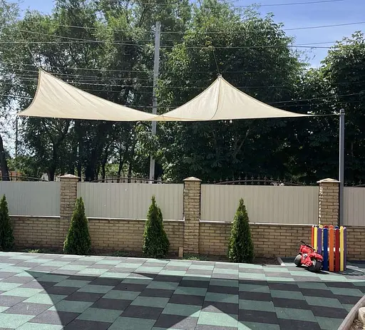 Тент навіс затінюючий прямокутний 3х5м сітка (Молочний) - фото 7