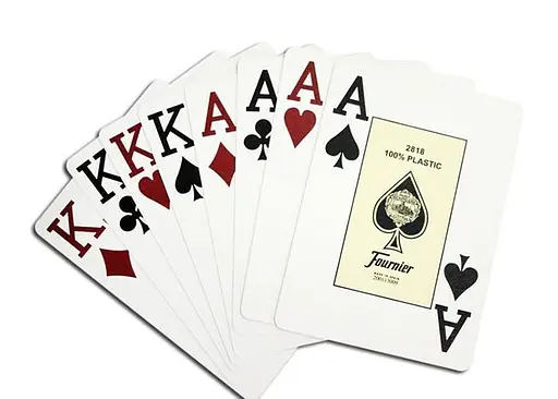 Карты игральные Fournier 2818 100% Plastic Jumbo Index (red blue) (PC_F2818PJI) - фото 3