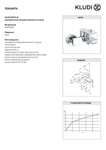 Смеситель для ванны Kludi Zenta SL 486700565 - фото 3