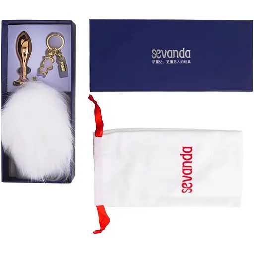 Металлическая анальная пробка Кроличьи хвост Lockink Sevanda White Bunny-Tail Anal Rose-shape Plug - фото 8