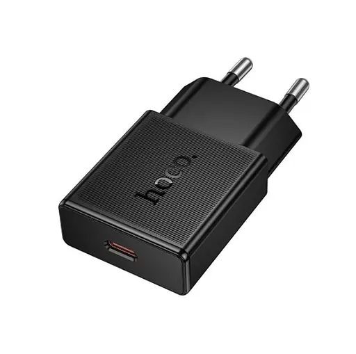Мережевий зарядний пристрій Hoco N72 Speed single-port PD20W ultra-thin charger(EU) Чорний - фото 1