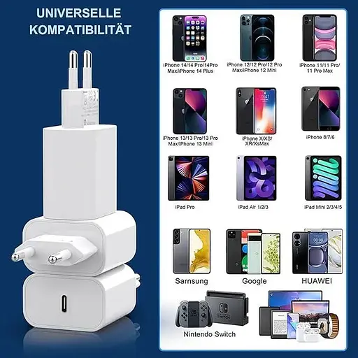 Комплект из 3 зарядных устройств USB C мощностью 25 Вт для iPhone - фото 4