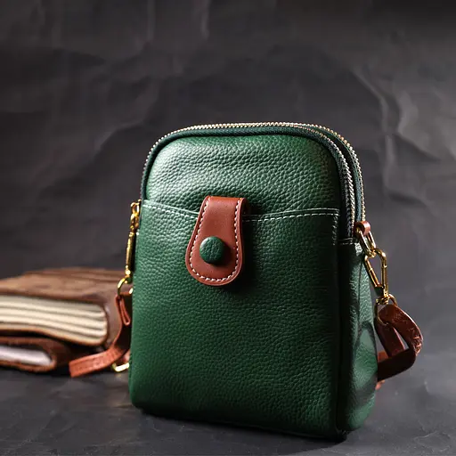 Сумка трапеция для женщин Vintage из натуральной кожи 14.5х18х5.5 см sum0028985 - фото 10