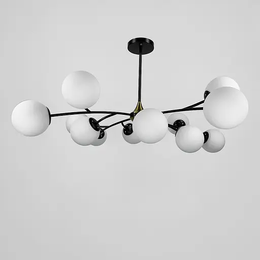 Чорна люстра із поворотними гілочками на 12 плафонів Line.F K 21/12 BK+WT new - фото 4