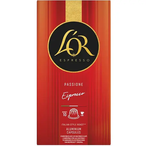 Кофе молотый в капсулах L’OR Passione Rossa Espresso Maranello #10, 52 г (10 шт. по 5.2 г)