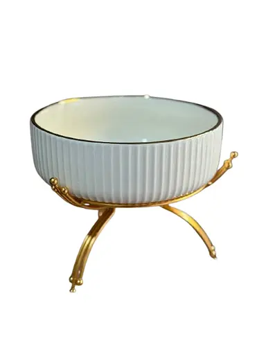 Керамическое блюдо 1569 G для сервировки с декоративной подставкой 20 см - фото 1