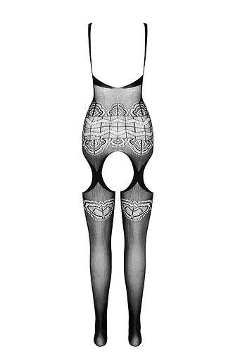 Бодистокинг Passion ECO BS005 плотный открытый доступ имитация подвязок S/M/L white - фото 6