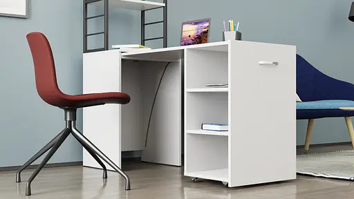 Стіл-тумба трансформер Смарт 4/2 з етажеркою Ferrum-decor 1430x1450x600 Чорний метал ДСП Біле 16 мм (FRD-105130) - фото 6