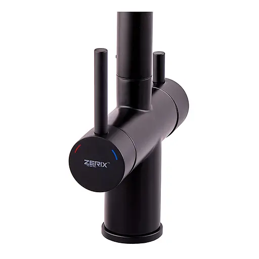 Змішувач для кухні на дві води з висувним виливом Zerix LUX-024 Black ZX5556 Чорний матовий - фото 4