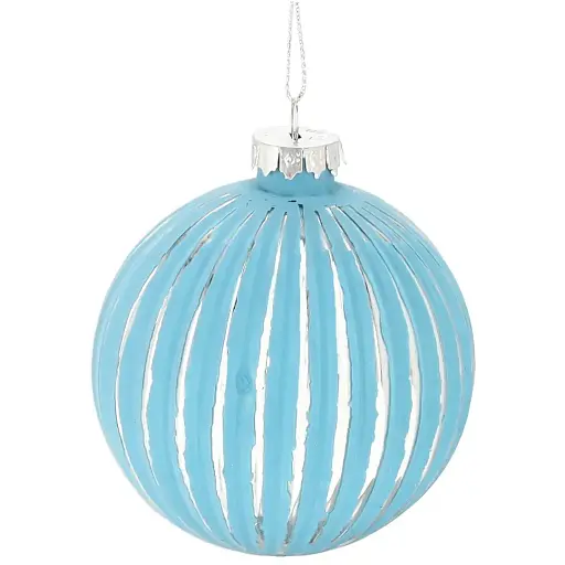 Ялинкова кулька Chomik скляна вертикальний рельєф 8 см блакитна (5900779842410_1)