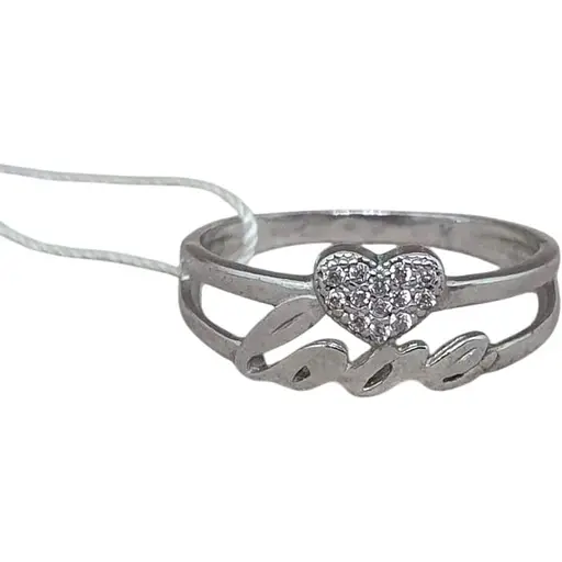 Серебряное кольцо Агни ЛЮБОВЬ с фианитами. 1216/1Р-CZ 17,5