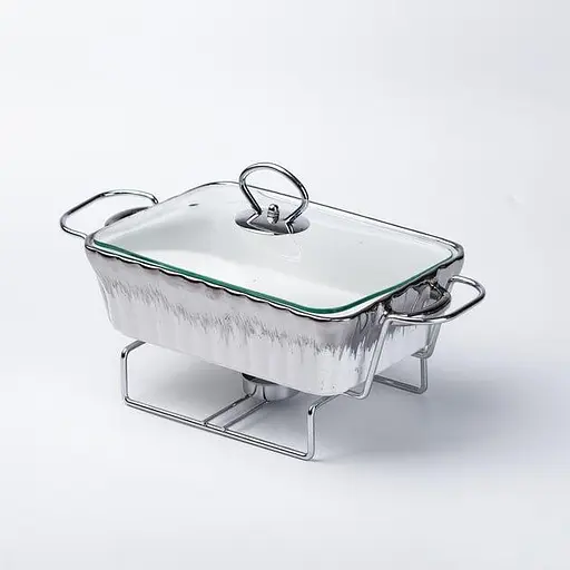 Марміт настільний прямокутний Yiwu HP1019 термостійкий скляний посуд з підігрівом 27см - фото 4