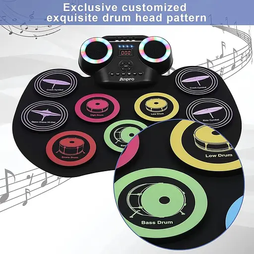 Девятигранная цветная электронная барабанная установка Anpro - фото 3