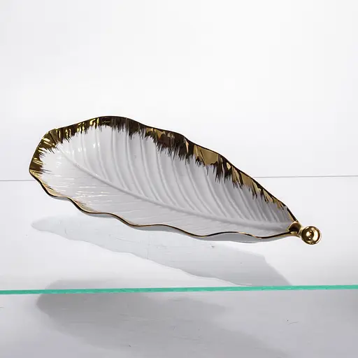 Фарфоровое блюдо для сервировки стола 37×13×2.5 (см) блюдо для подачи закусок Белый с золотом Yiwu CJY-145 - фото 5