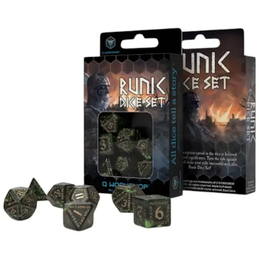Набор кубиков Runic Bottle-green & gold Dice Set , 7 шт. (SRUN05)
