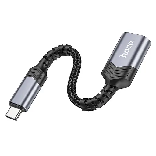 Переходник Hoco UA24 Type-C male to USB female 3.0 Metal gray - фото 3