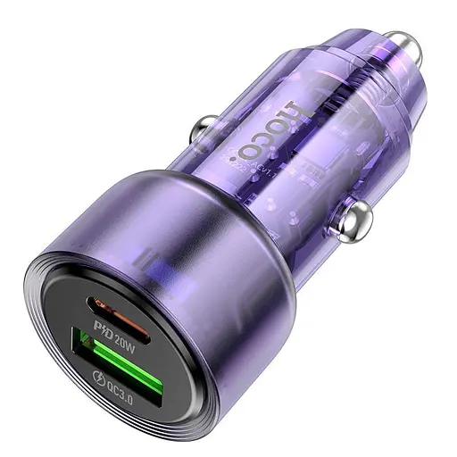 Адаптер автомобільний Hoco Spacious Car charger Z52 |1USB/1Type-C, 38W/3A, PD/QC| - фото 1