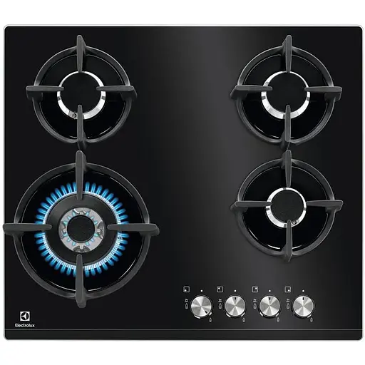 Варильна поверхня газова на склі Electrolux 60 см чугун чорний