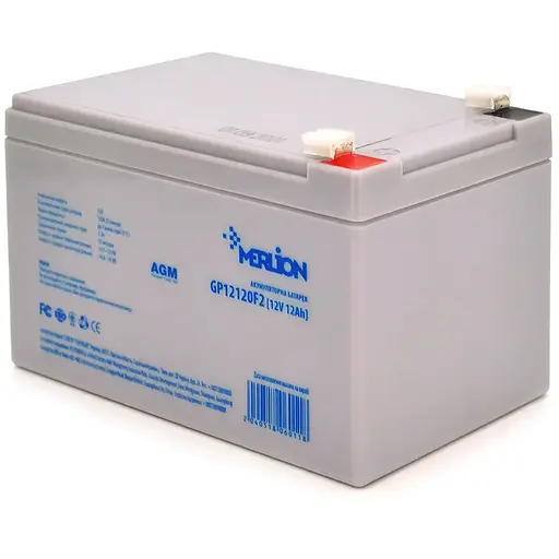 Акумуляторна батарея MERLION AGM GP12120F2 12 V 12 Ah ( 150 x 98 x 95 (100) ), 3.4 kg, Grey, Q6/252