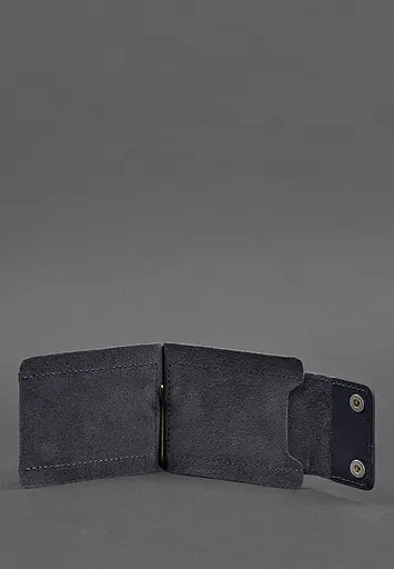 Мужское кожаное портмоне 10.0 зажим для денег темно-синий - фото 5