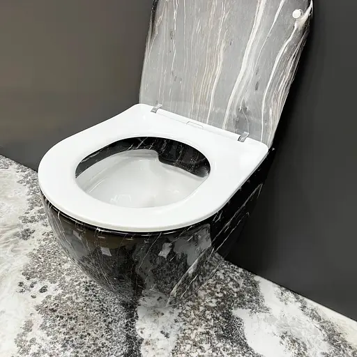 Подвесной унитаз VBI Vulcano black onyx VBI-020403, Мрамор - фото 2