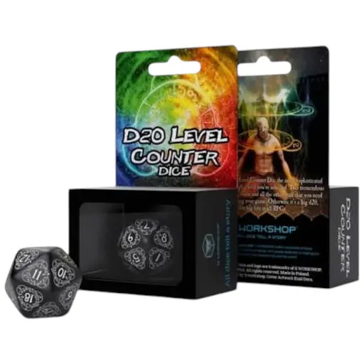 Настільна гра Q-Workshop Кубик D20 Level Counter Black & white Die , 1 шт. (20LEV01)