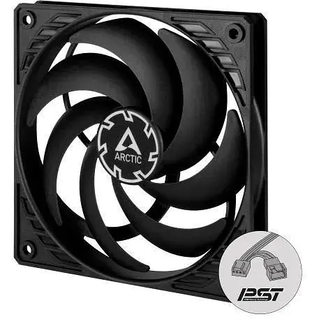 Вентилятор 120 мм Arctic P12 Slim PWM PST чорний 120х120х15 мм 200-2100 об/хв 4-pin (PWM, 40 см) гідравлічний підшипник - фото 1