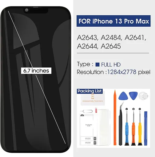 Екран для iPhone 13 Pro MAX РК-дисплей 6,7" РК-екран 13 Pro MAX Заміна РК-дисплея для iPhone13 Pro MAX Інструменти для заміни - фото 2