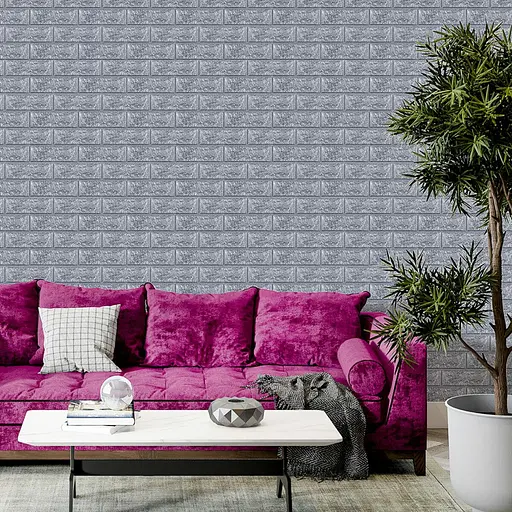 3D панель самоклеящаяся 700х770х3мм кирпич Серебро (017-3) SW-00000230 - фото 5