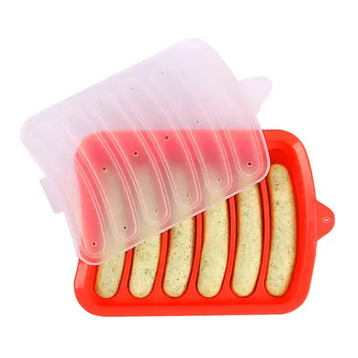 Форма для запікання випічки силіконова домашніх хот догів, сосисок, ковбасок, кебаба кебабниця, Kitchen Master Червоний 85365 - фото 1