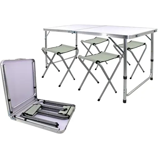 Стол туристический Chomik Garden Line Ranger раскладной с 4 стульями белый - фото 2