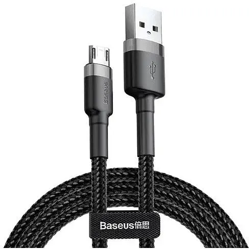 Кабель Baseus cafule Cable USB For Micro 2.4A 0.5 м Серый + Черный - фото 1