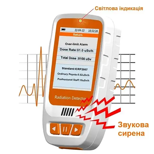 Дозиметр радиации Mufasha HFS-20 портативный на аккумуляторе со звуковым оповещением - фото 4