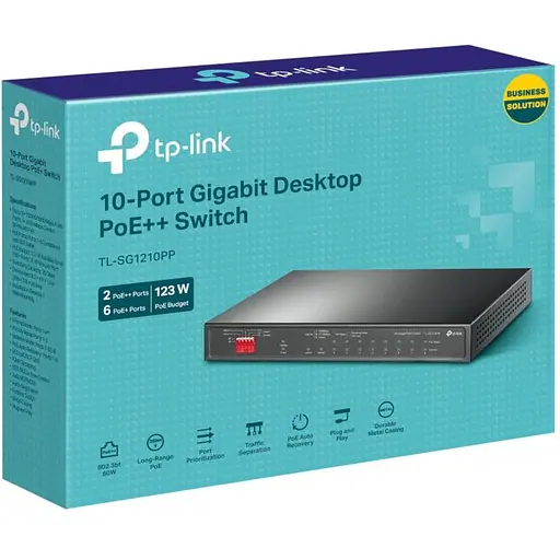 Коммутатор TP-Link 10-портовий гигабитний настильний з 6 портами PoE+ та 2 портами PoE++ (TL-SG1210PP) - фото 6
