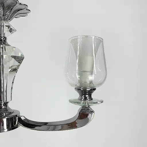 Люстра на 3 подвійних плафони із елементами білої екошкіри Line.F S 865/3 WT - фото 6