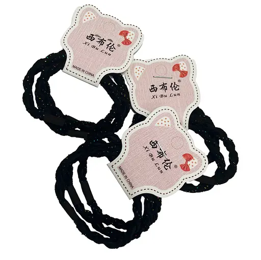 Дитяча резинка для волосся La-beauty 0301-718 чорний з блиском, набір 60 шт - фото 1