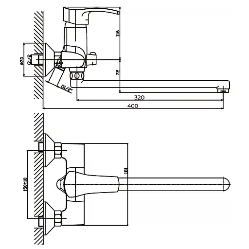 Смеситель для ванны Haiba Focus 006 HB0120 Хром - фото 2