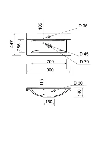 Раковина Adamant умывальник QUANTO искусственный камень прямоугольная - фото 4