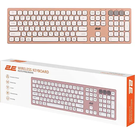 Клавиатура 2E KS270 WL/BT UA Pink/White (2E-KS270WBPN_UA) [150967] - фото 10