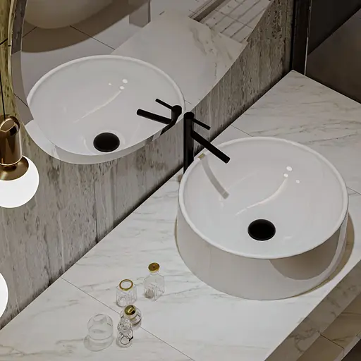 Раковина глянцева накладна Amidicon Sfera 43 з литого каменю SFERA_43_HL, Білий - фото 5