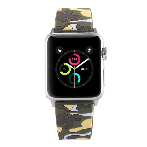 Ремінець Creasted для годинника Apple Watch 42 мм 44 мм силіконовий з пряжкою, Camouflage with yellow - фото 2