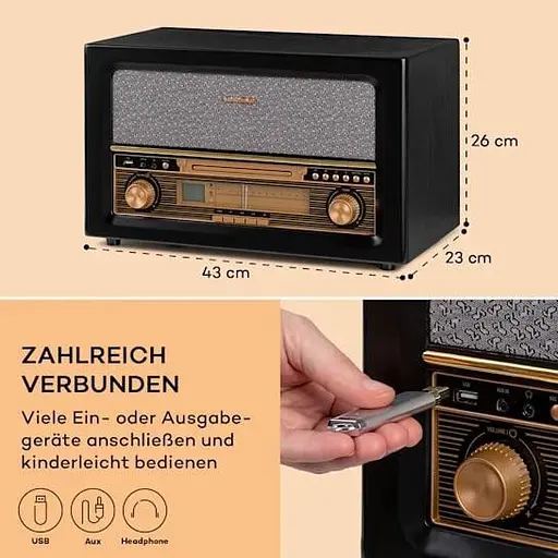 Стереосистема ретро Auna Belle Epoque Retro Stereo (10040055) - фото 3