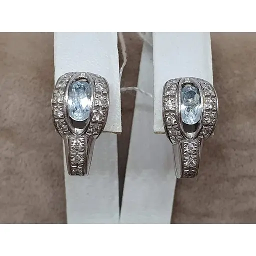 Золоті сережки ЮЗ "Багет" з діамантами та топазами. Б2235/1 - фото 2