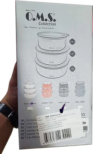 Набор эмалированных контейнеров O.M.S. Collection 10200 для еды 3 предмета Черный (Турция) - фото 10